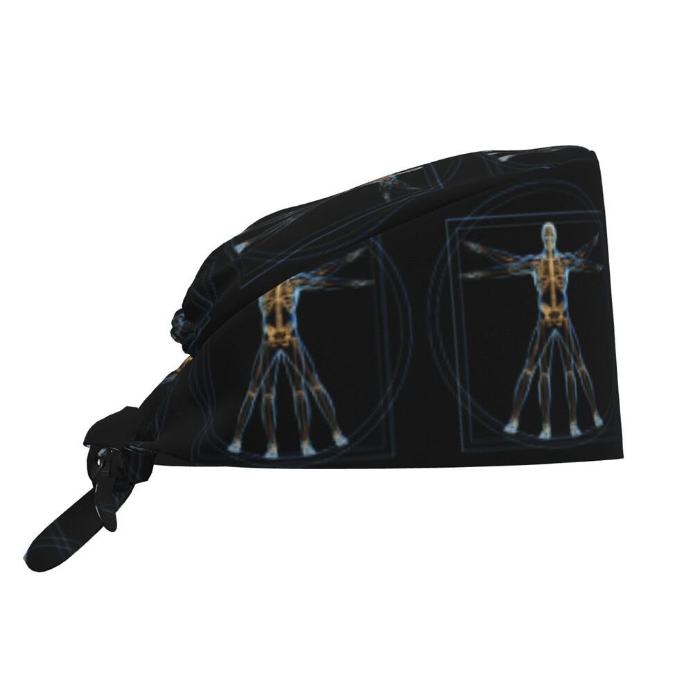 7560 Body Skeleton Vitruvian Man Davinci Working Cap Scrub Cap